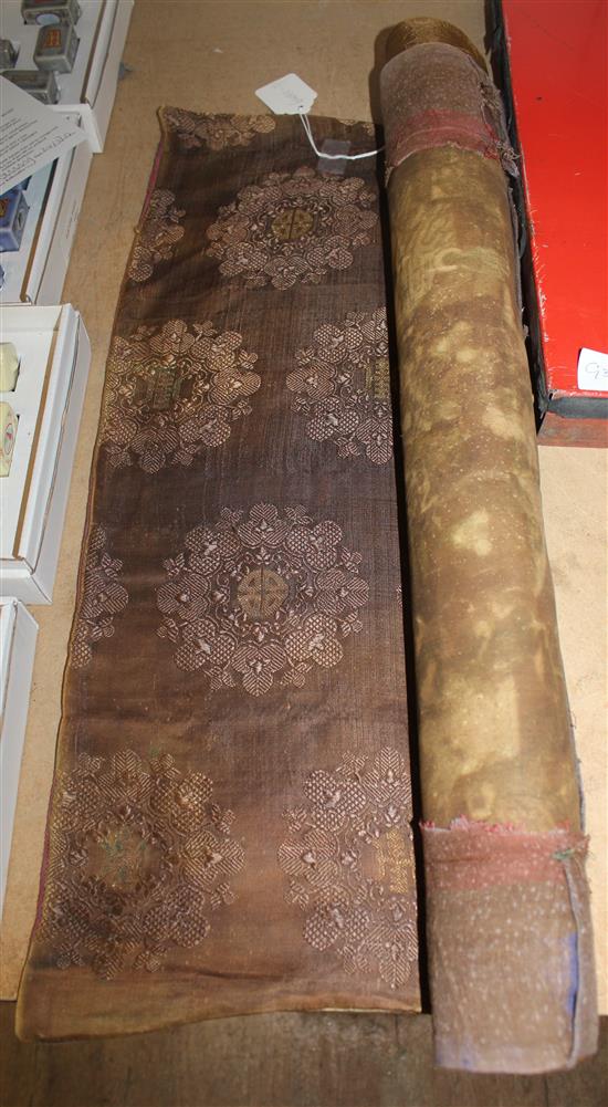 Tibetan painted silk thangka of Buddha, Sakyamuni, early 20th C, 69 x 43cm, brocade borders(-)